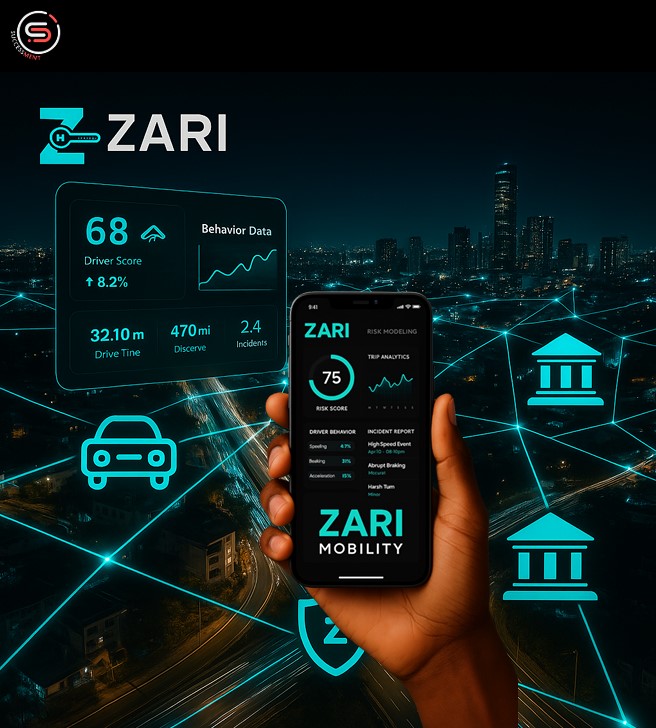 ZARI Mobility platform interface showing driver scoring and mobility analytics